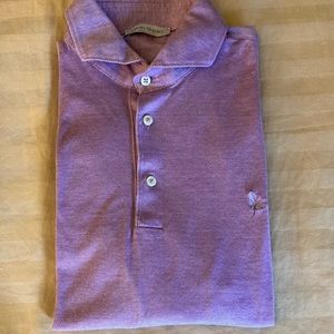 Gran Sasso Mens Short Sleeve Polo Shirt in Lavender Cotton Pique. Size Medium.